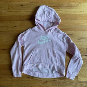 Nike Club Fleece Youth Large Pink High/Low Hooded Sweatshirt